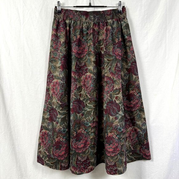 Vintage Inseparables Skirt Sz 12 Multi Floral Tapestry Elastic Waist Maxi 90's - Picture 1 of 9